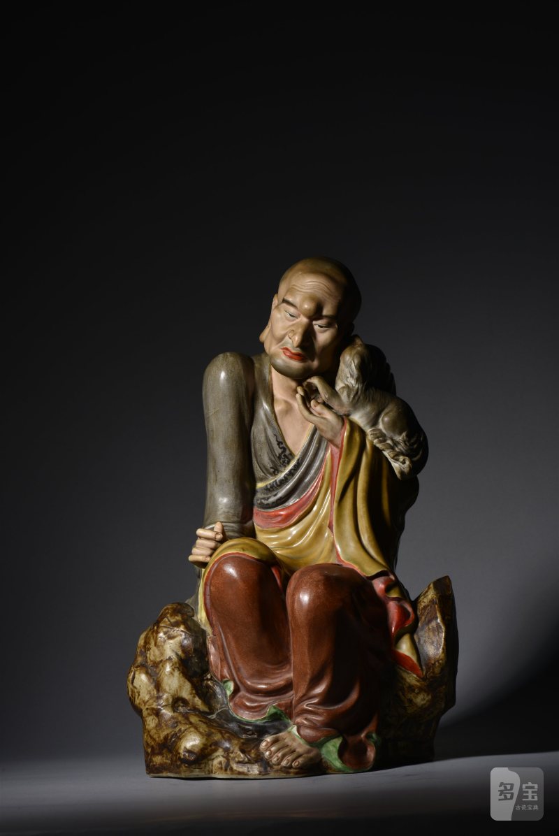 近现代 嵇锡贵青花斗彩牡丹纹马蹄尊 - 图12